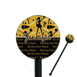 Cheer 5.5" Round Plastic Stir Sticks - Black - Single Sided (Personalized)