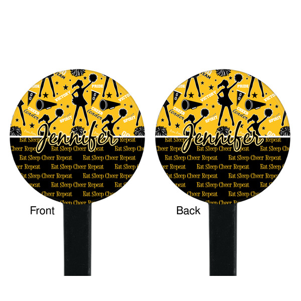Cheer Black Plastic 7" Stir Stick - Double Sided - Round - Front & Back