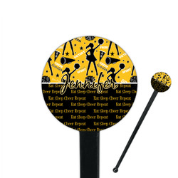 Cheer 7" Round Plastic Stir Sticks - Black - Single Sided (Personalized)