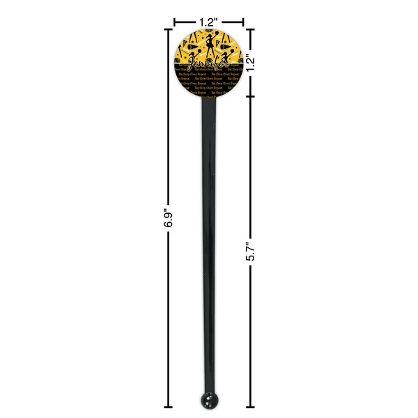 Cheer Black Plastic 7" Stir Stick - Round - Dimensions