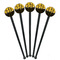 Cheer Black Plastic 7" Stir Stick - Round - Fan View