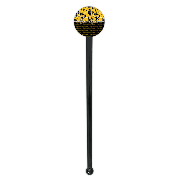 Cheer Black Plastic 7" Stir Stick - Round - Single Stick
