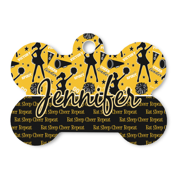 Custom Cheer Bone Shaped Dog ID Tag - Large (Personalized)