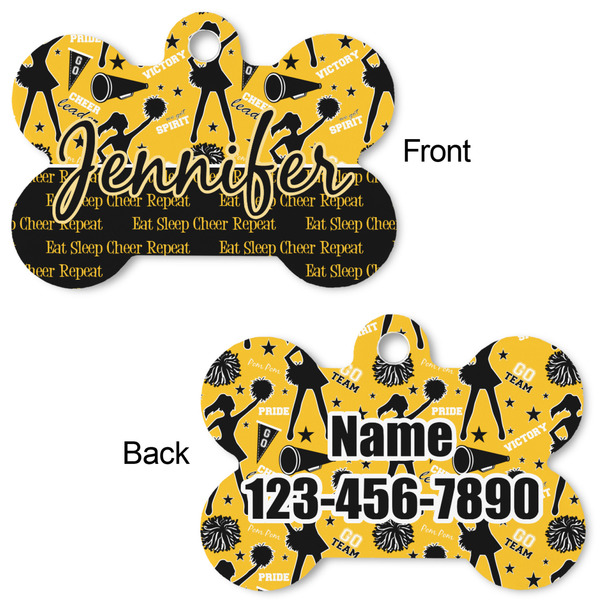 Cheer Bone Shaped Dog Tag - Front & Back