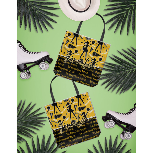 Cheer Canvas Tote Lifestyle Front and Back- 13x13