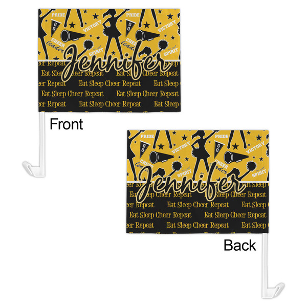 Cheer Car Flag - 11" x 8" - Front & Back View