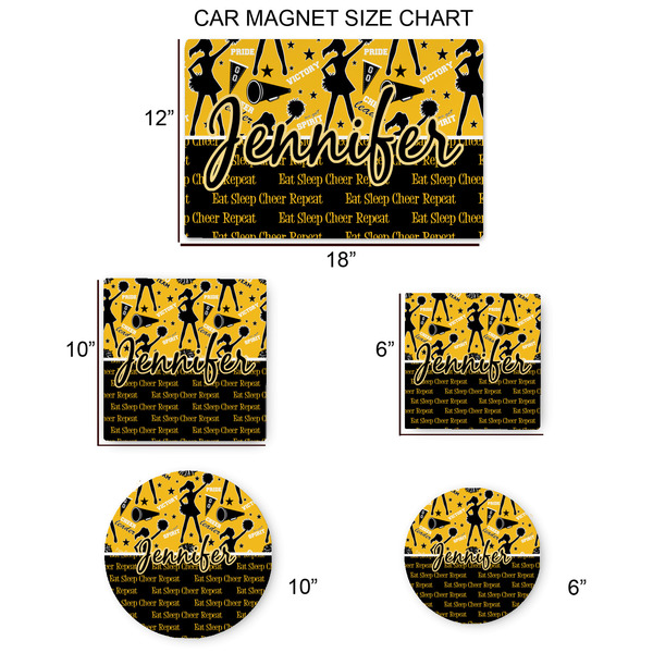Cheer Car Magnets - SIZE CHART