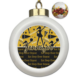 Cheer Ceramic Ball Ornaments - Poinsettia Garland (Personalized)