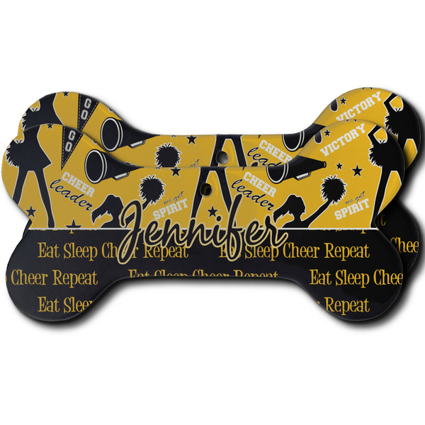 Custom Cheer Ceramic Dog Ornament - Front & Back w/ Name or Text
