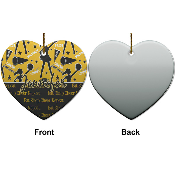 Cheer Ceramic Flat Ornament - Heart Front & Back (APPROVAL)