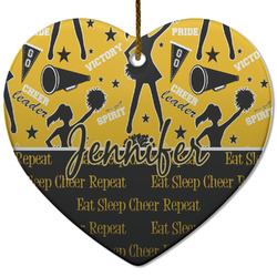 Cheer Heart Ceramic Ornament w/ Name or Text