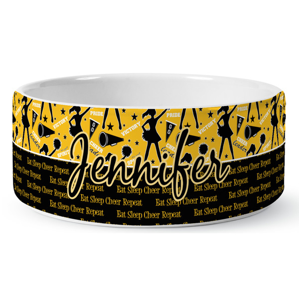 Custom Cheer Ceramic Dog Bowl - Large (Personalized)
