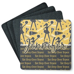 Cheer Square Rubber Backed Coasters - Set of 4 (Personalized)