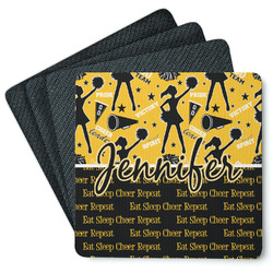Cheer Square Rubber Backed Coasters - Set of 4 (Personalized)