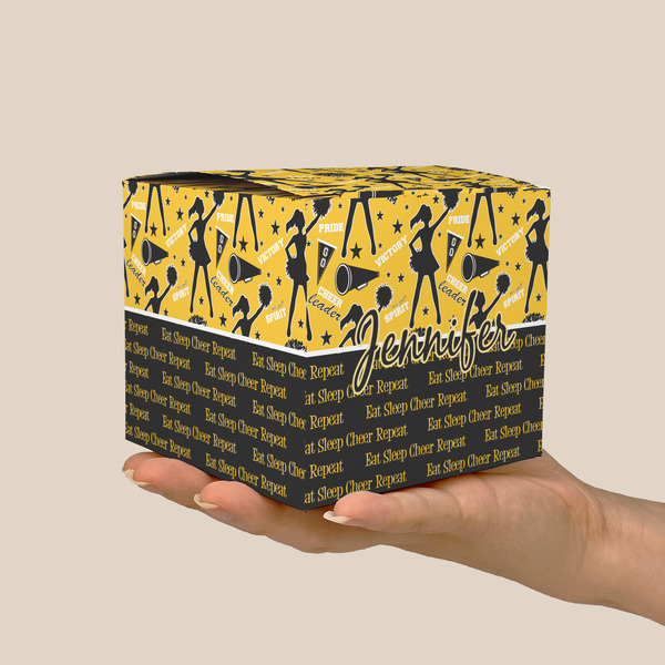 Cheer Cube Favor Gift Box - On Hand - Scale View