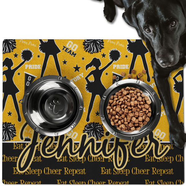 Custom Cheer Dog Food Mat - Large w/ Name or Text