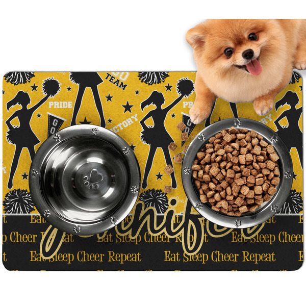Custom Cheer Dog Food Mat - Small w/ Name or Text