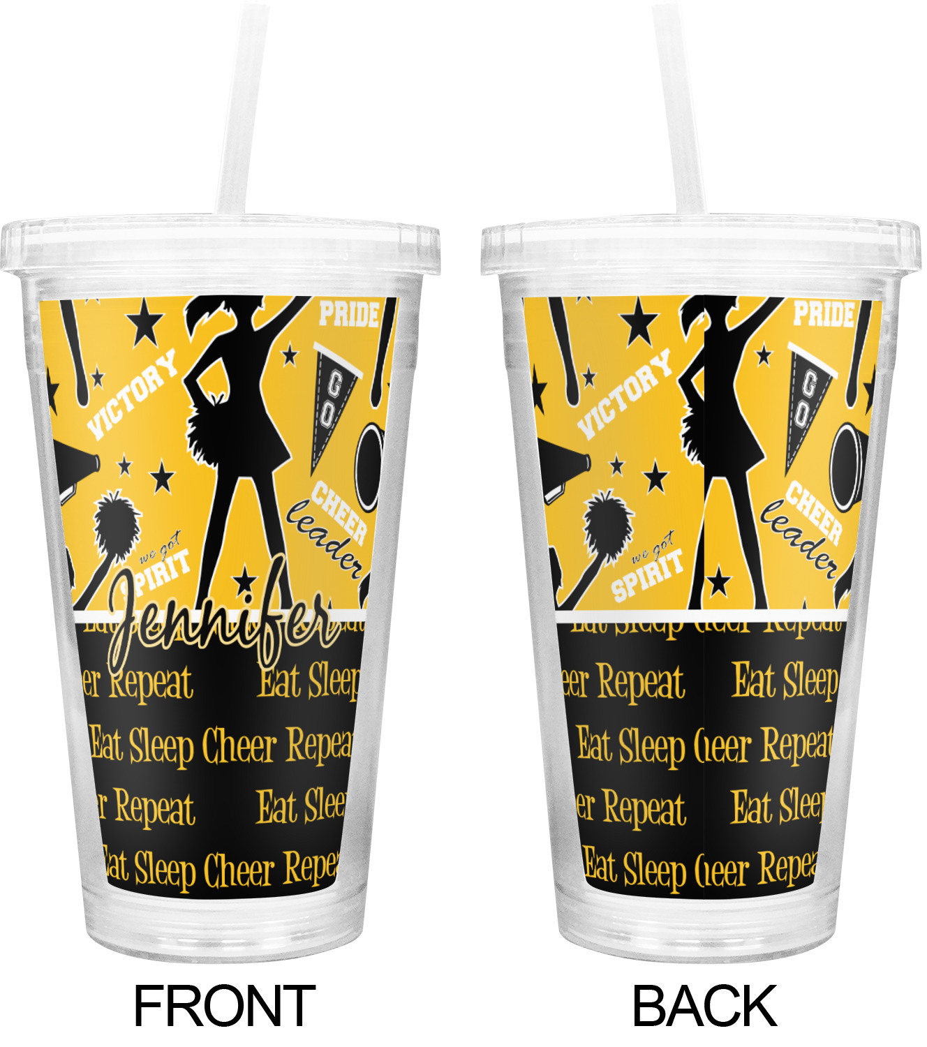 Cheer Double Wall Tumbler with Straw (Personalized) YouCustomizeIt