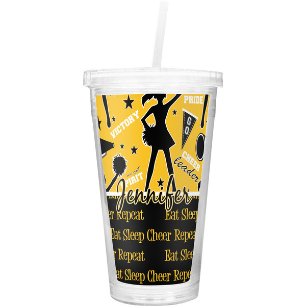 Custom Cheer Double Wall Tumbler with Straw (Personalized)