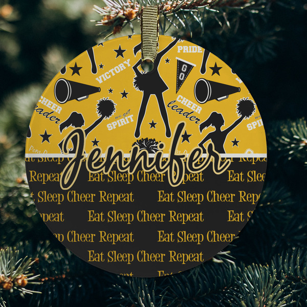 Cheer Frosted Glass Ornament - Round (Lifestyle)