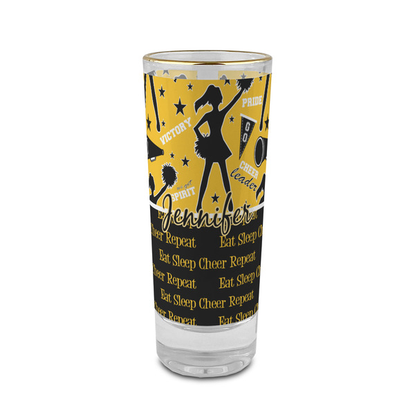 Custom Cheer 2 oz Shot Glass -  Glass with Gold Rim - Single (Personalized)