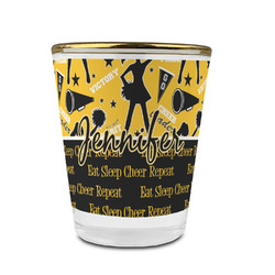 Cheer Glass Shot Glass - 1.5 oz - with Gold Rim - Set of 4 (Personalized)