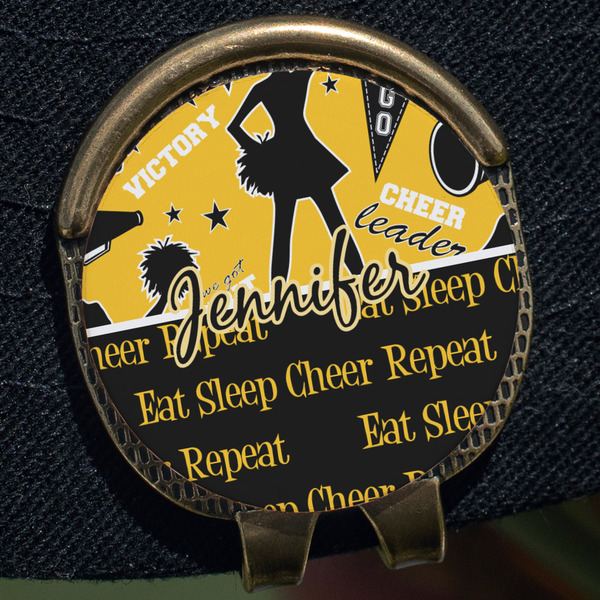 Cheer Golf Ball Marker Hat Clip - Gold - Close Up