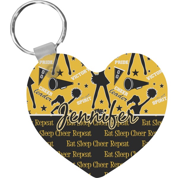 Custom Cheer Heart Plastic Keychain w/ Name or Text