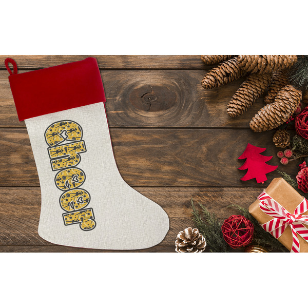 Cheer Linen Stocking w/Red Cuff - Flat Lay (LIFESTYLE)