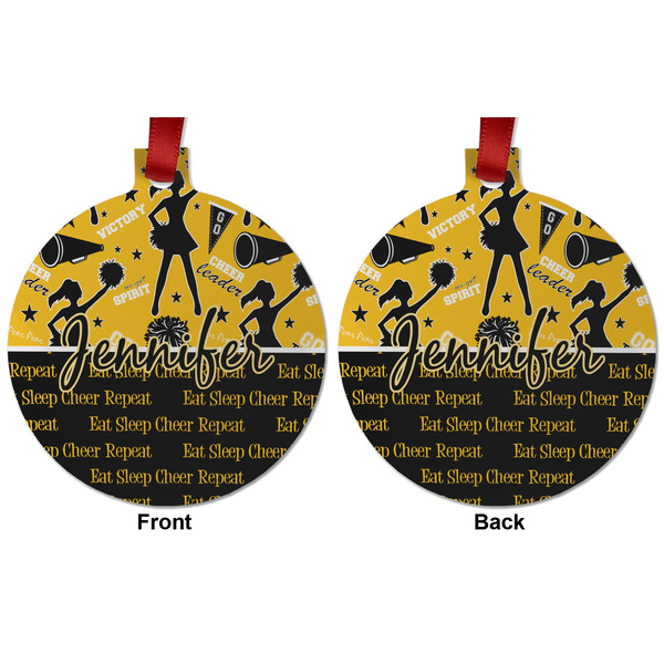 Cheer Metal Ball Ornament - Front and Back