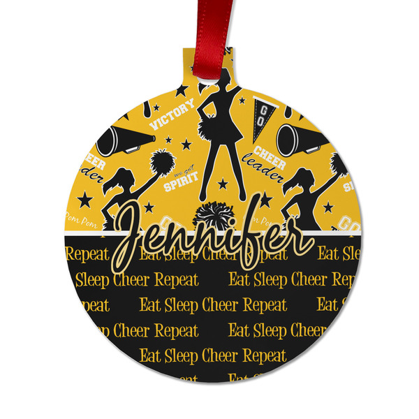 Custom Cheer Metal Ball Ornament - Double Sided w/ Name or Text