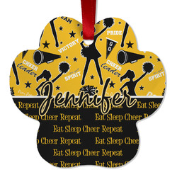 Cheer Metal Paw Ornament - Double Sided w/ Name or Text