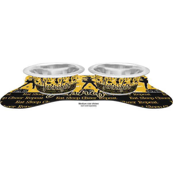 Cheer Metal Pet Bowls - On Dog Bone Shaped Mat