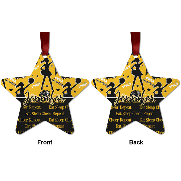 Cheer Metal Star Ornament - Front and Back