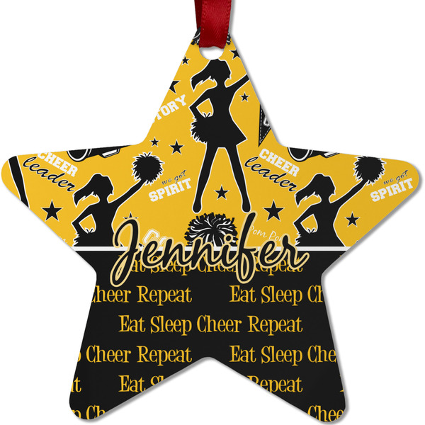 Custom Cheer Metal Star Ornament - Double Sided w/ Name or Text