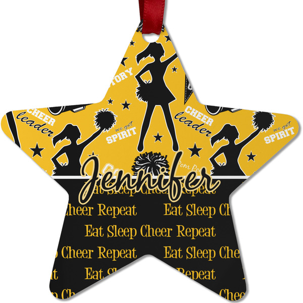 Cheer Metal Star Ornament - Front