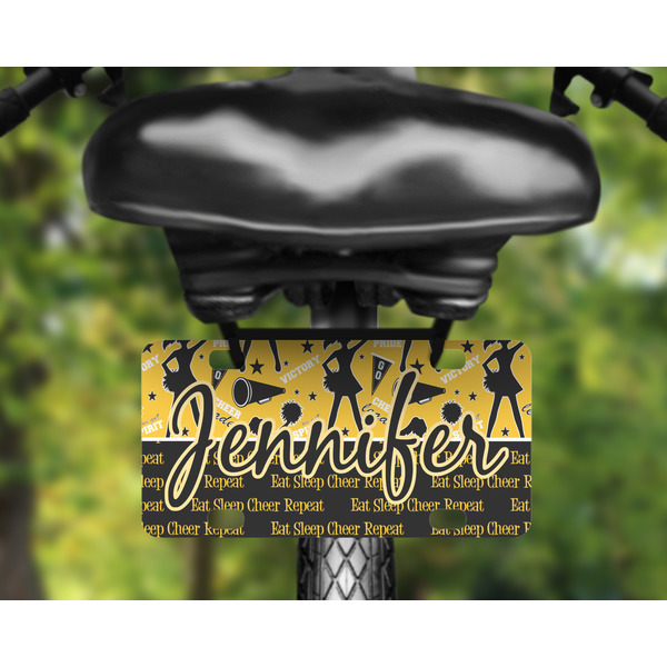 Cheer Mini License Plate on Bicycle