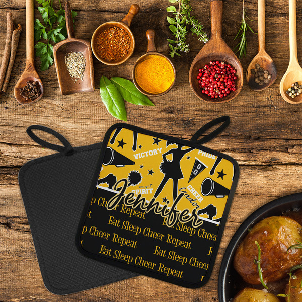 Cheer Neoprene Pot Holder - Set of 2  LIFESTYLE (Flatlay)