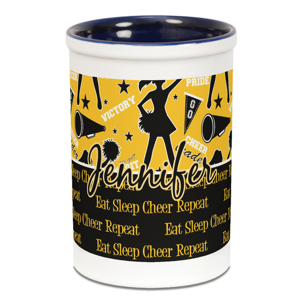 Custom Cheer Ceramic Pencil Holders - Blue
