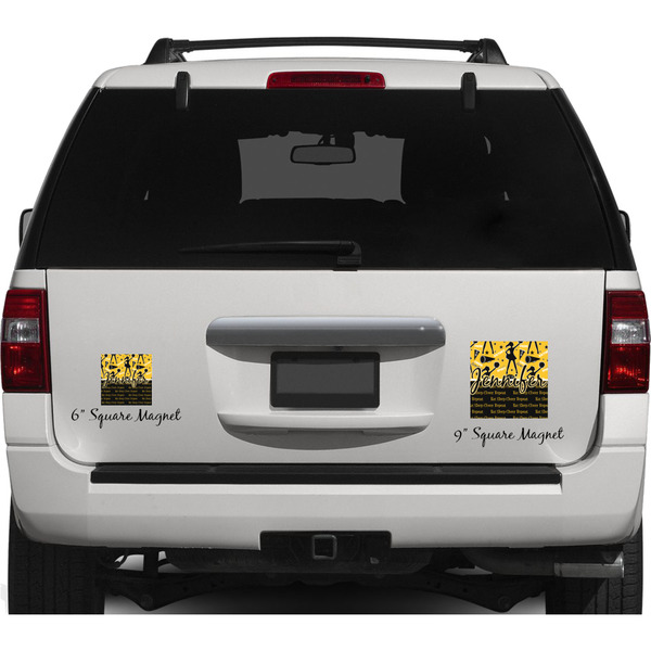 Cheer Personalized Square Car Magnets on Ford Explorer