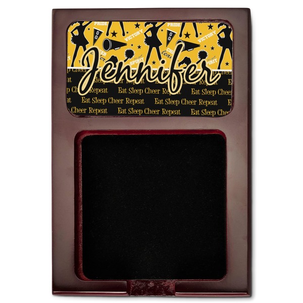 Cheer Red Mahogany Sticky Note Holder - Flat