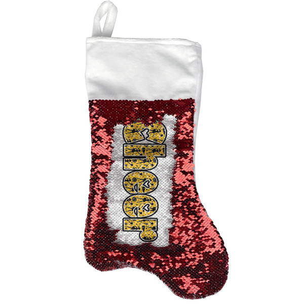 Custom Cheer Reversible Sequin Stocking - Red (Personalized)