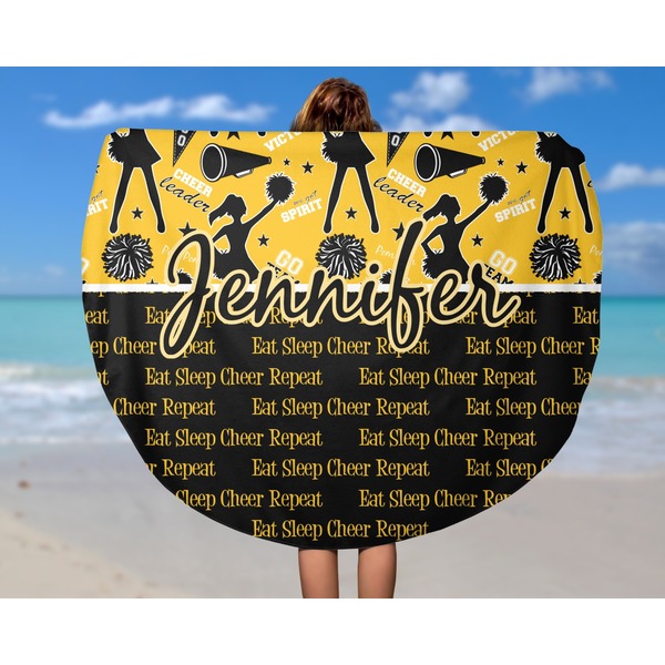 Cheer Round Beach Towel - In Use