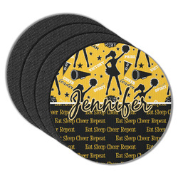 Cheer Round Rubber Backed Coasters - Set of 4 (Personalized)