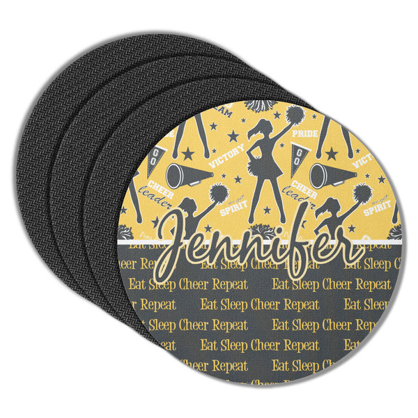 Custom Cheer Round Rubber Backed Coasters - Set of 4 (Personalized)