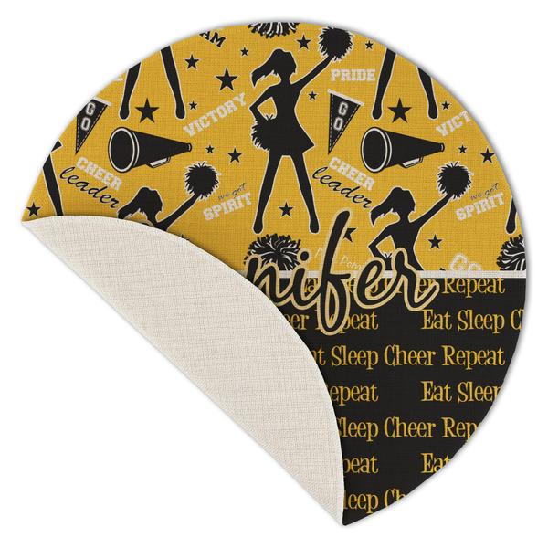 Cheer Round Linen Placemats - Front (folded corner single sided)