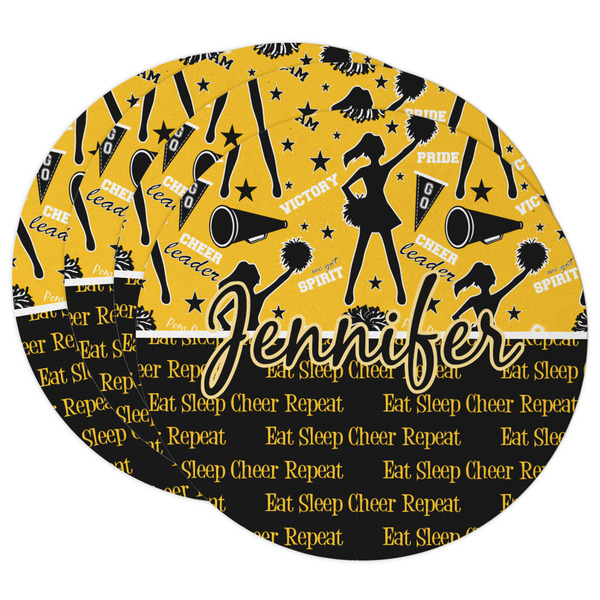 Custom Cheer Round Paper Coasters w/ Name or Text