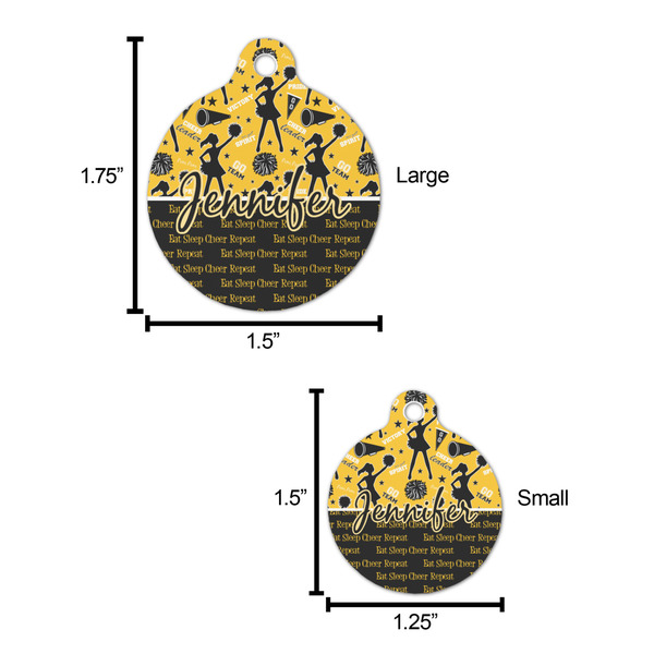 Cheer Round Pet ID Tag - Large - Comparison Scale
