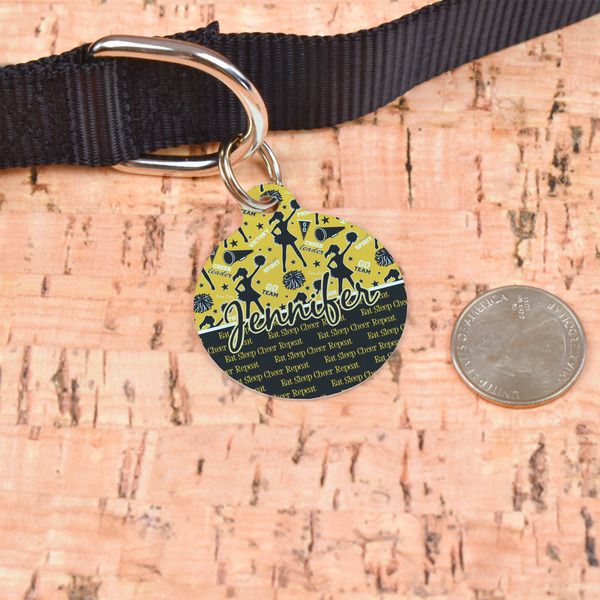 Cheer Round Pet ID Tag - Large - In Context