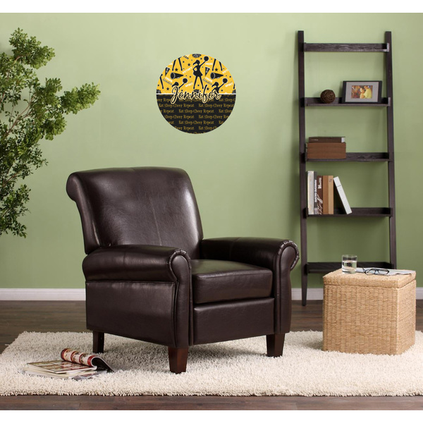 Cheer Round Wall Decal on Living Room Wall